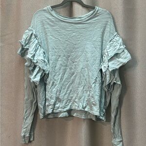 We The Free Ruffled Long Sleeve Top - Light Blue